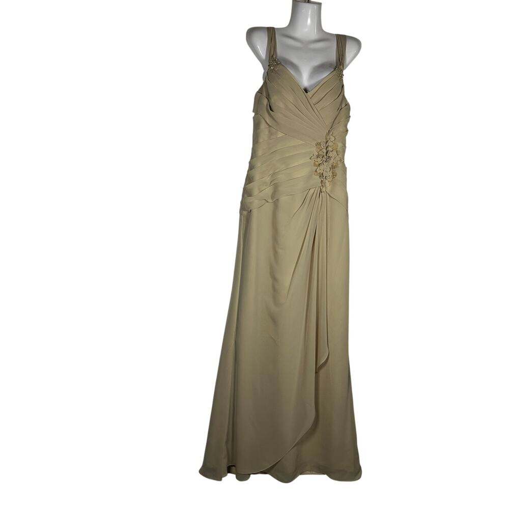 alfred angelo Women’s Formal bridesmaids, beige Gowns Beaded Ruching size 6 NWT